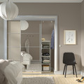 SKYTTA / MEHAMN/AULI Sliding door combination, aluminium double sided/grey-beige mirror glass, 177x205 cm