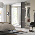 SKYTTA / MEHAMN/AULI Sliding door combination, aluminium/dark grey mirror glass, 301x240 cm