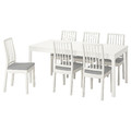 EKEDALEN / EKEDALEN Table and 6 chairs, white, Orrsta light grey, 180/240 cm