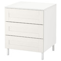PLATSA Chest of 3 drawers, white/Sannidal white, 60x57x73 cm