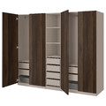 PAX / STORKLINTA Wardrobe combination, grey-beige/dark brown stained oak effect, 250x58x201 cm