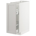 METOD Base cabinet/pull-out int fittings, white/Lerhyttan light grey, 30x60 cm