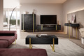 Wall-Mounted TV Cabinet Verica 200 cm, charcoal/gold handles