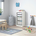 TROFAST Storage combination with boxes, white/white grey, 46x30x94 cm