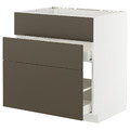 METOD / MAXIMERA Base cab f sink+3 fronts/2 drawers, white/Havstorp brown-beige, 80x60 cm