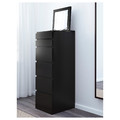 MALM Chest of 6 drawers, black-brown, mirror glass, 40x123 cm