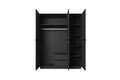 Wardrobe with Drawer Unit Nicole 150 cm, matt black, black handles