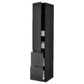 METOD / MAXIMERA Hi cab w shlvs/4 drawers/dr/2 frnts, black/Upplöv matt anthracite, 40x60x220 cm