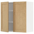 METOD Wall cabinet with shelves/2 doors, white/Forsbacka oak, 80x80 cm