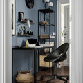 LAGKAPTEN/ELDBERGET / VITTSJÖ Desk and storage combination, and swivel chair black-brown/dark grey