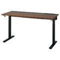 MITTZON Desk, walnut veneer/black, 140x60 cm