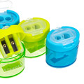 Starpak Double Plastic Pencil Sharpener Disc 24pcs, 4 Colours/2 Shapes