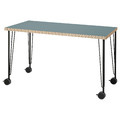 LAGKAPTEN / KRILLE Desk, grey-turquoise/black, 120x60 cm