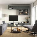 BESTÅ TV storage combination/glass doors, dark grey Lappviken/Sindvik dark grey, 240x42x231 cm