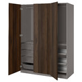 PAX / STORKLINTA Wardrobe combination, dark grey/dark brown stained oak effect, 150x60x201 cm