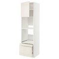 METOD / MAXIMERA Hi cab f ov/combi ov w dr/2 drwrs, white/Bodbyn off-white, 60x60x220 cm