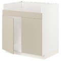 METOD Base cab f HAVSEN double bowl sink, white/Havstorp beige, 80x60 cm