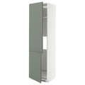 METOD High cab f fridge/freezer w 2 doors, white/Nickebo matt grey-green, 60x60x220 cm