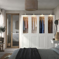 PAX / GRIMO Wardrobe with sliding doors, white/clear glass white, 200x66x201 cm