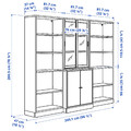 TONSTAD Storage comb w sliding glass doors, oak veneer/clear glass, 245x47x201 cm
