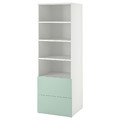 SMÅSTAD / PLATSA Bookcase, white light green/with 2 drawers, 60x57x181 cm