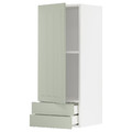 METOD / MAXIMERA Wall cabinet with door/2 drawers, white/Stensund light green, 40x100 cm