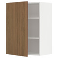 METOD Wall cabinet with shelves, white/Tistorp brown walnut effect, 60x80 cm