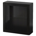 BESTÅ Wall-mounted cabinet combination, black-brown/Sindvik black-brown clear glass, 60x22x64 cm