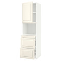 METOD / MAXIMERA Hi cab f micro combi w door/3 drwrs, white/Bodbyn off-white, 60x60x220 cm