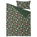 NÄSSELKLOCKA Duvet cover and pillowcase, dark grey-green/multicolour, 150x200/50x60 cm