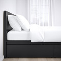 MALM Bed frame, high, w 2 storage boxes, black-brown, Lönset, 140x200 cm