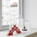 STRÅLA LED 5-armed candelabra, battery-operated/mini red