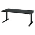 MITTZON Desk sit/stand, electric black stained ash veneer/black, 160x80 cm