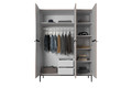 Wardrobe Nicole with Drawer Unit 150 cm, antique pink, black handles and legs