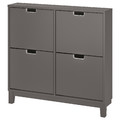 STÄLL Shoe cabinet with 4 compartments, dark grey, 96x17x90 cm