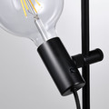 HÅRSLINGA / LUNNOM Floor lamp with light bulb, black/clear glass