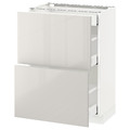 METOD / MAXIMERA Base cab with 2 fronts/3 drawers, white, Ringhult high-gloss light grey, 60x37 cm