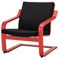 POÄNG Low-back armchair, red/Vissle black