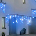 Christmas Curtain Lights In-/Outdoor 100 LED 4.8m, icicles, blue/white flash