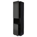 METOD High cab f micro w 2 doors/shelves, black/Nickebo matt anthracite, 60x60x240 cm