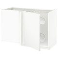 METOD Corner base cab w pull-out fitting, white/Voxtorp matt white, 128x68 cm