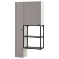 ENHET Storage combination for laundry, anthracite, grey frame, 90x30x180 cm