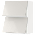 METOD Wall cab horizo 2 doors w push-open, white/Ringhult light grey, 60x80 cm