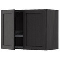 METOD Wall cabinet w dish drainer/2 doors, black/Lerhyttan black stained, 80x60 cm