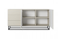 Cabinet with Doors & Drawers Asha 167cm, cashmere/black