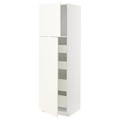 METOD / MAXIMERA Hi cab w 2 doors/4 drawers, white/Vallstena white, 60x60x200 cm