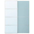 MEHAMN/AULI Pair of sliding doors, aluminium double sided/light blue mirror glass, 150x201 cm