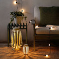 SOMMARLÅNKE LED decorative table lamp, battery-operated outdoor/beige stripe, 17 cm