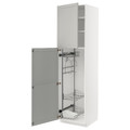 METOD High cabinet with cleaning interior, white/Lerhyttan light grey, 60x60x220 cm