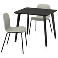 LISABO / KARLPETTER Table and 2 chairs, black/Gunnared light green black, 88x78 cm